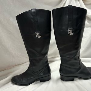 Ralph Lauren Black Merrie Riding Knee High Boots 7.5